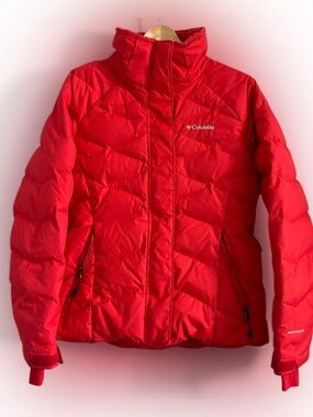 Columbia Omni-Heat Down Ski Jacket Womens M Red Puffer Winter Coat